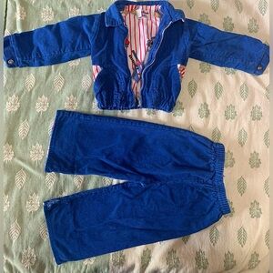 Boys Blue Corduroy Park Bench Kids Set (18 Months)